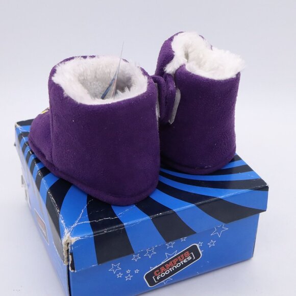 LSU Tigers Embroidered Baby Booties Boots Shoes Faux Suede/Fur Sz 4 New w/ tags - Picture 4 of 7